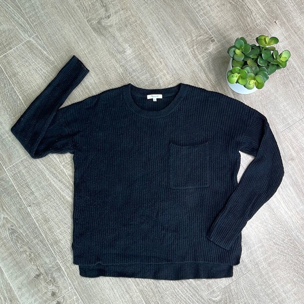 MADEWELL Black Ribbed Crew Neck Long Sleeve Sweater Women’s